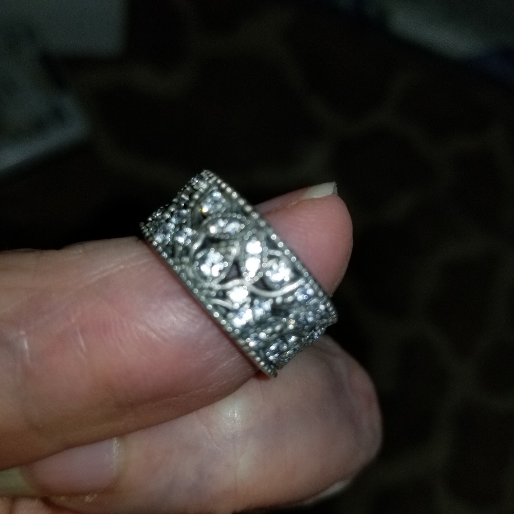 PREOWNED PANDORA STERLING SILVER BAND RING WT CZs